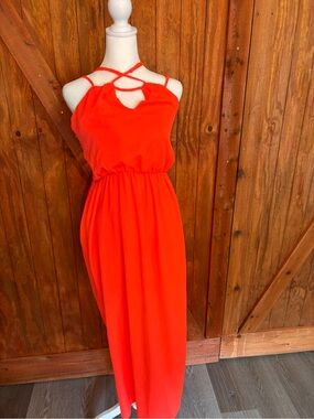 Gianni Bini Bright Orange Strappy Maxi Dress
